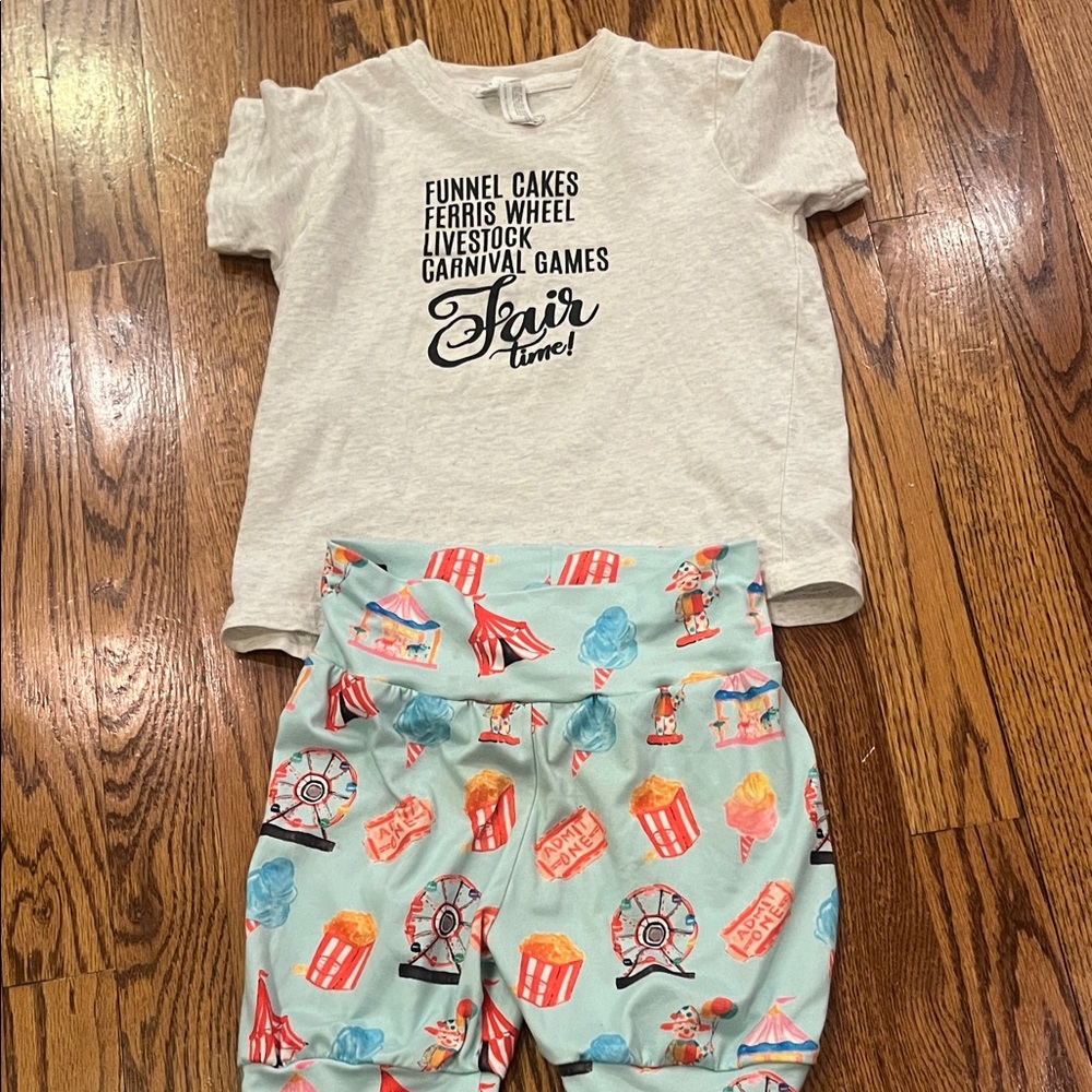 Fair Theme Graphic Tee and Carnival Print Shorts